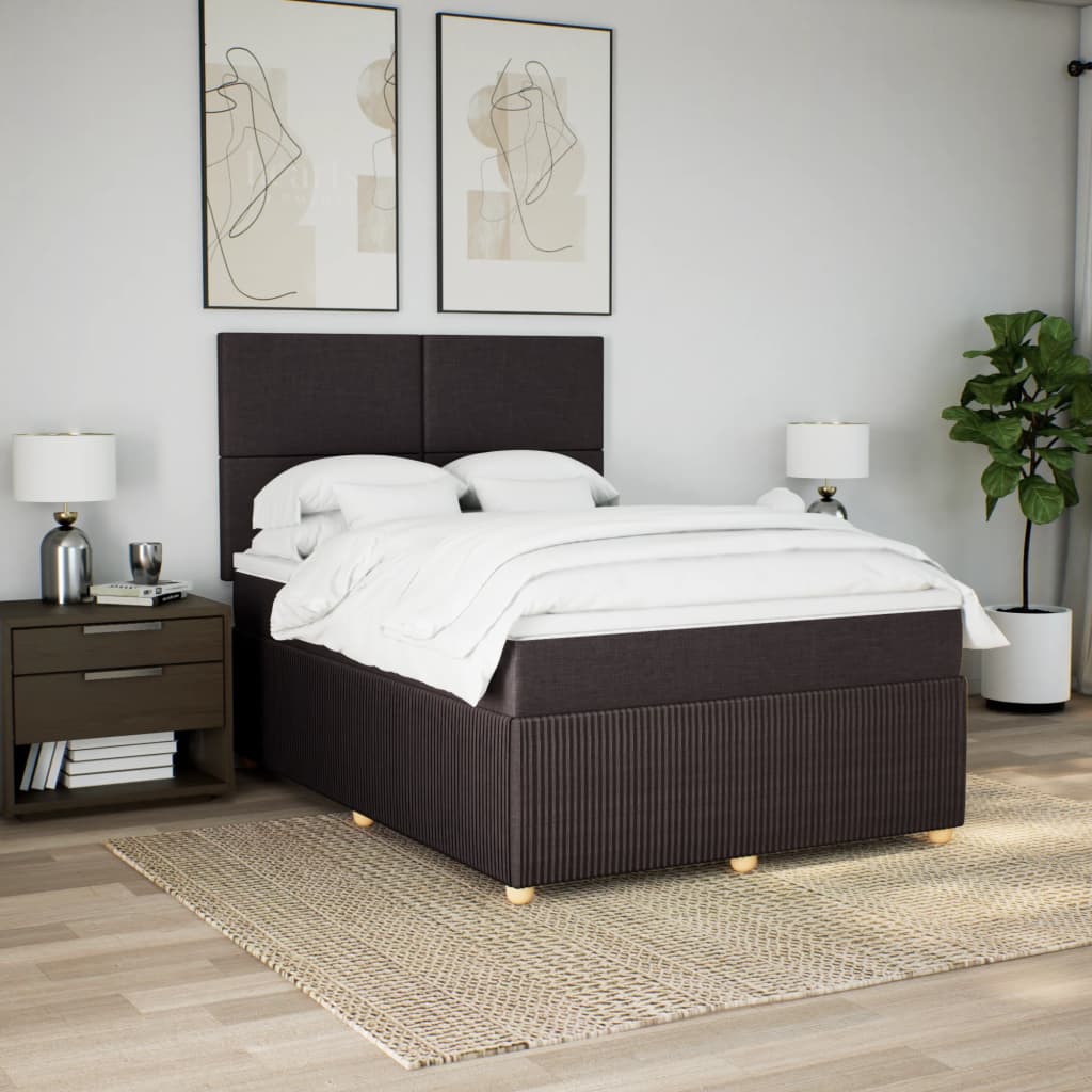 Boxspring met matras stof donkerbruin 140x190 cm