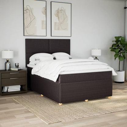 Boxspring met matras stof donkerbruin 140x190 cm