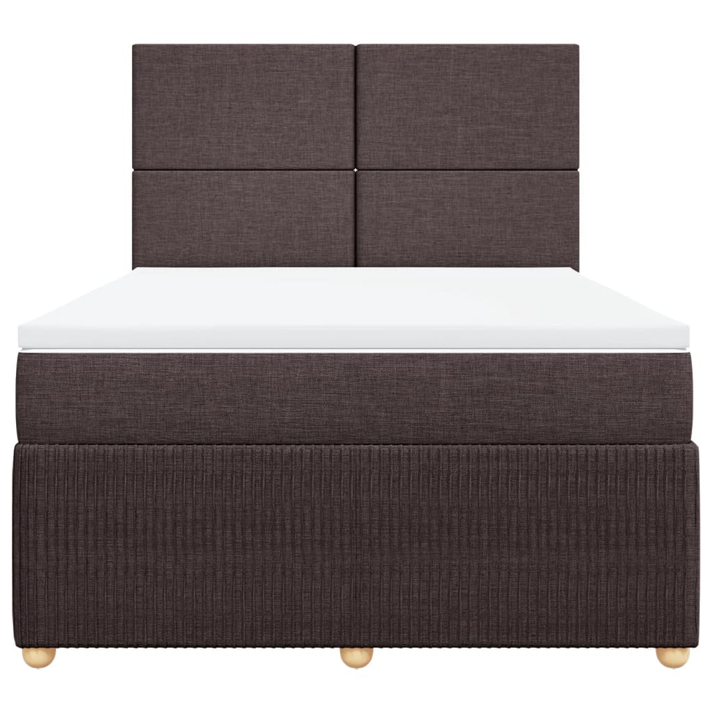 Boxspring met matras stof donkerbruin 140x190 cm