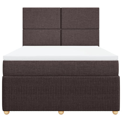 Boxspring met matras stof donkerbruin 140x190 cm