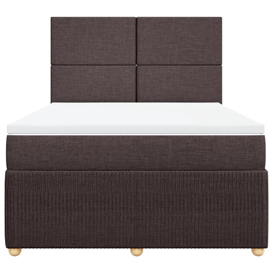Boxspring met matras stof donkerbruin 140x190 cm