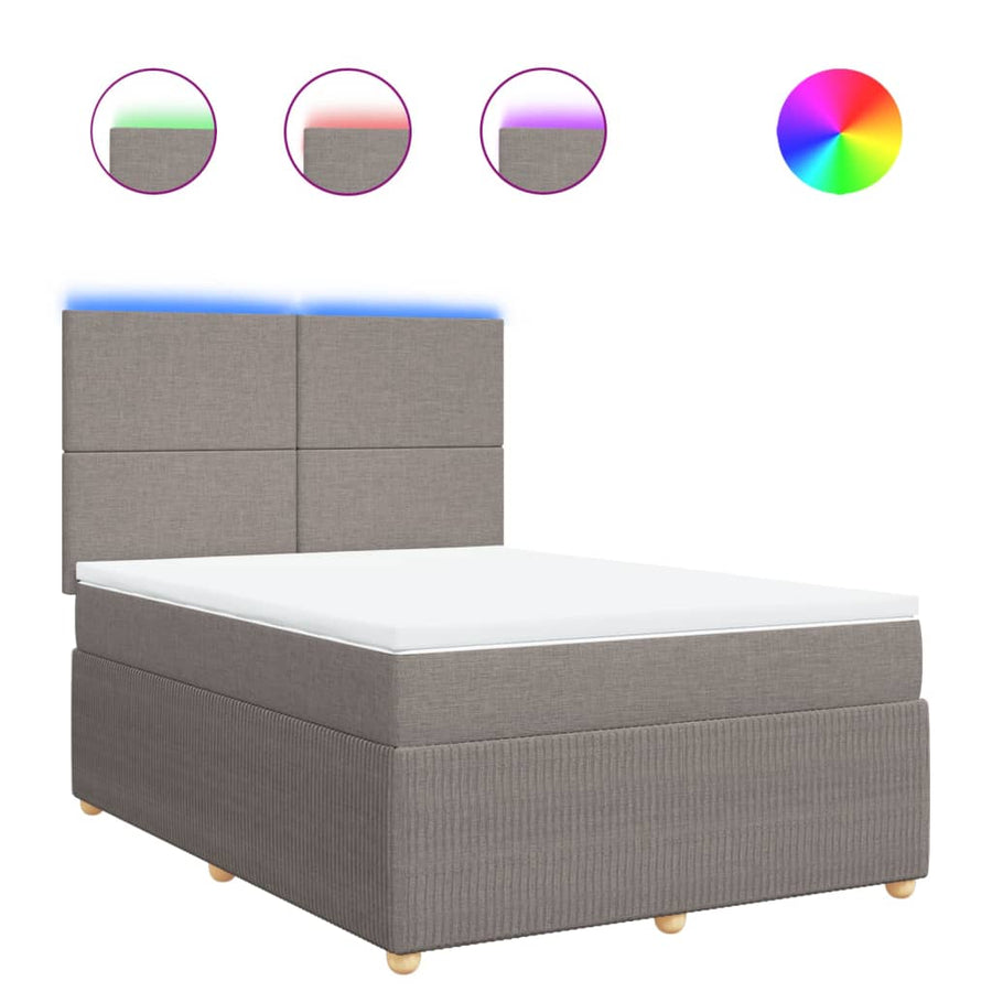 Boxspring met matras stof taupe 140x190 cm