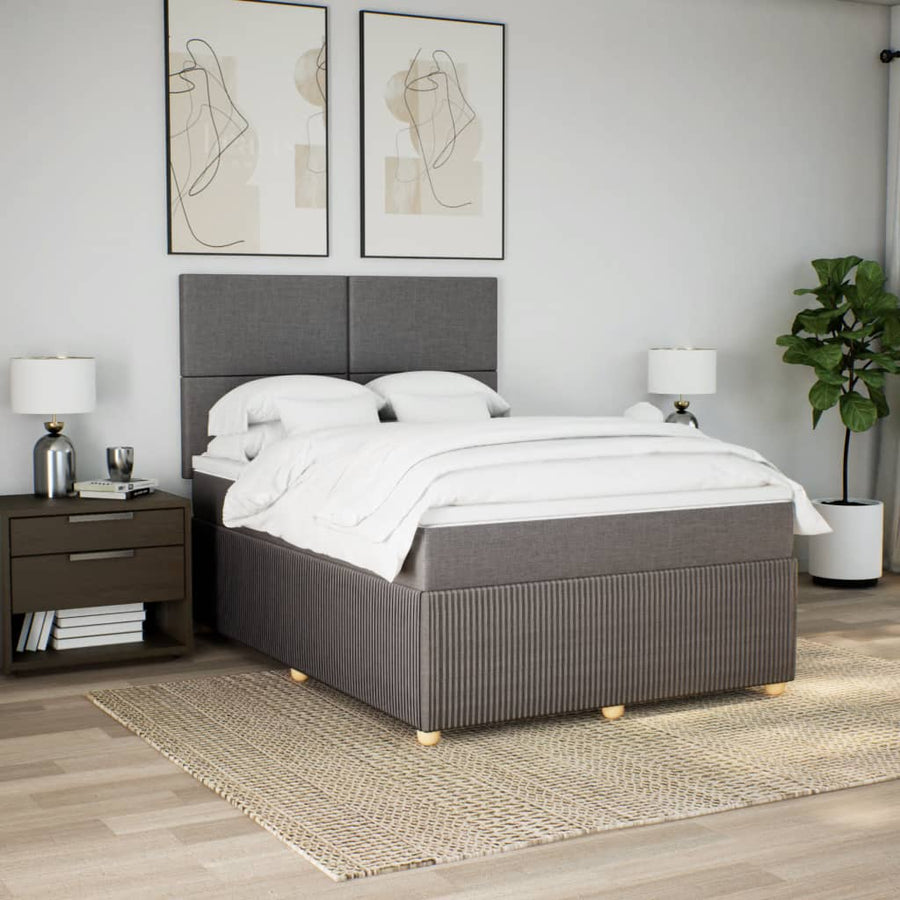 Boxspring met matras stof taupe 140x190 cm