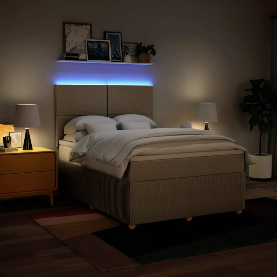 Boxspring met matras stof crèmekleurig 140x190 cm