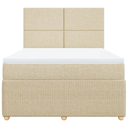 Boxspring met matras stof crèmekleurig 140x190 cm