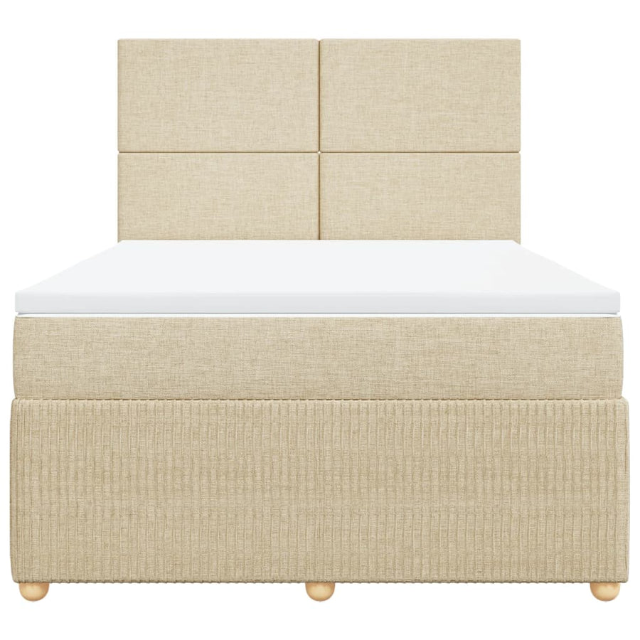 Boxspring met matras stof crèmekleurig 140x190 cm