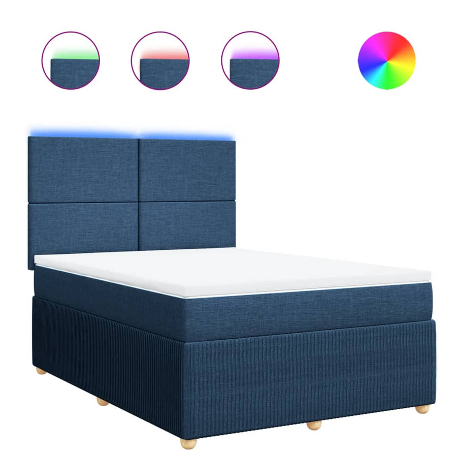 Boxspring met matras stof blauw 140x190 cm