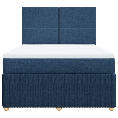 Boxspring met matras stof blauw 140x190 cm