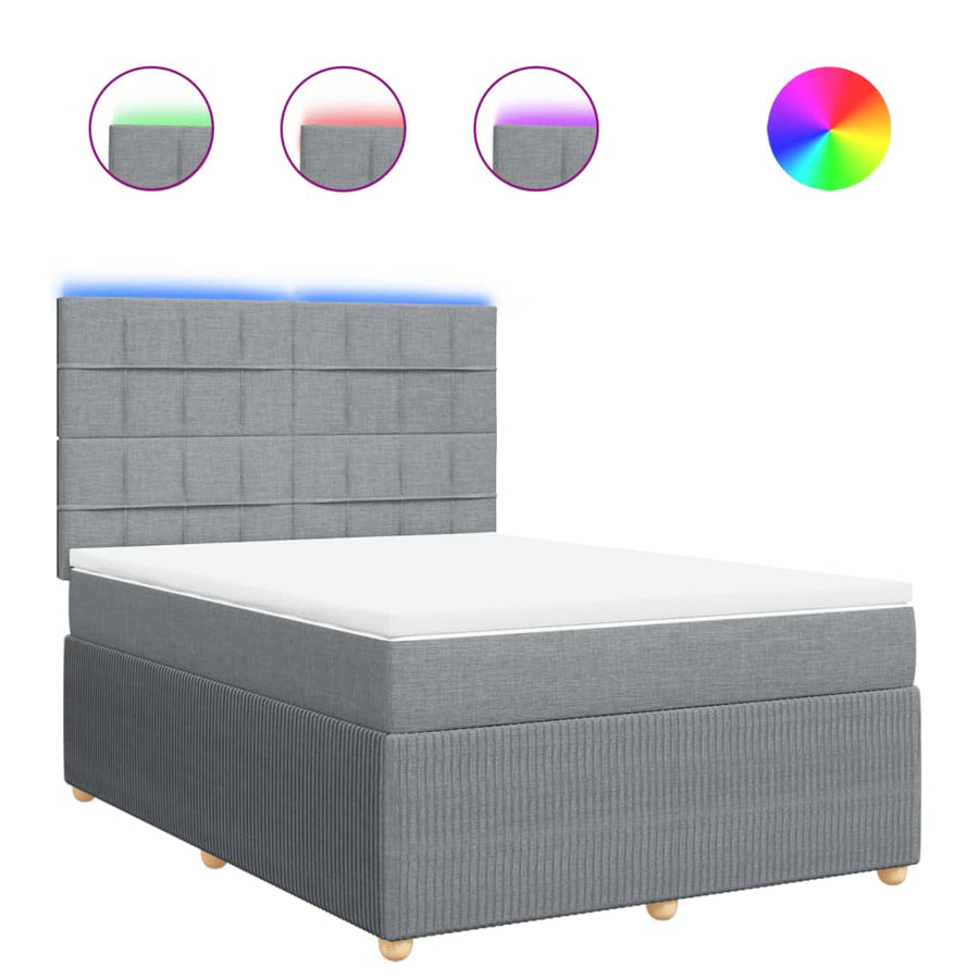Boxspring met matras stof lichtgrijs 140x190 cm