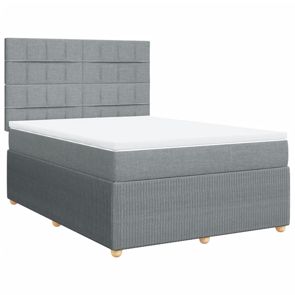 Boxspring met matras stof lichtgrijs 140x190 cm