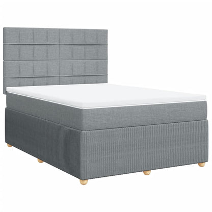 Boxspring met matras stof lichtgrijs 140x190 cm