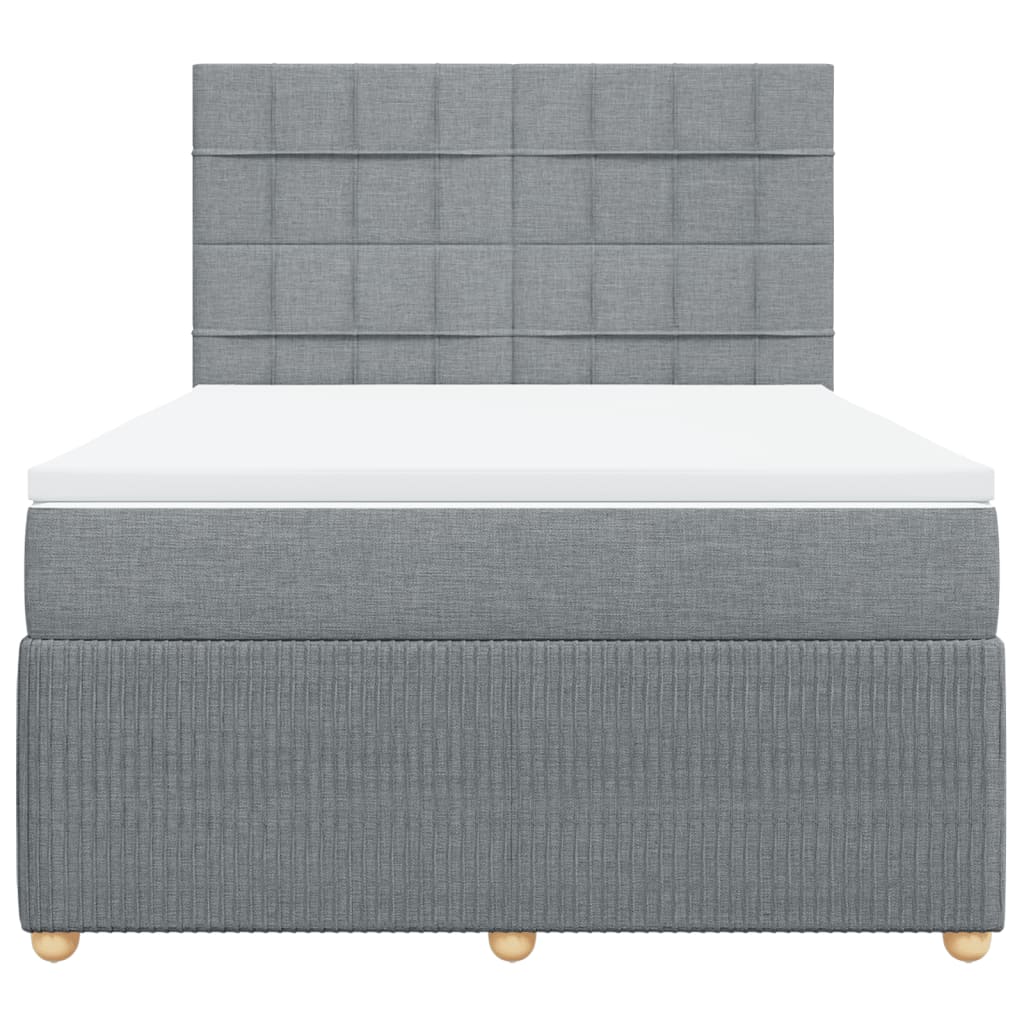 Boxspring met matras stof lichtgrijs 140x190 cm