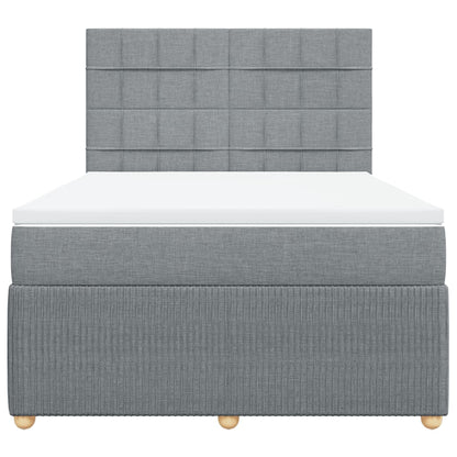 Boxspring met matras stof lichtgrijs 140x190 cm