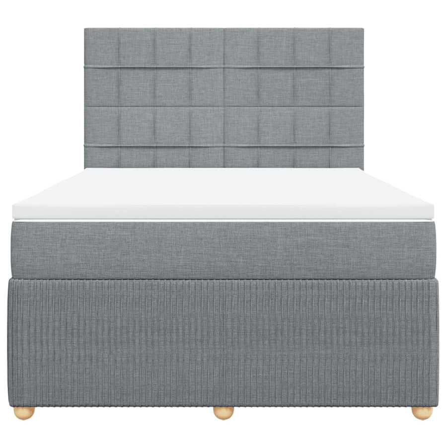 Boxspring met matras stof lichtgrijs 140x190 cm