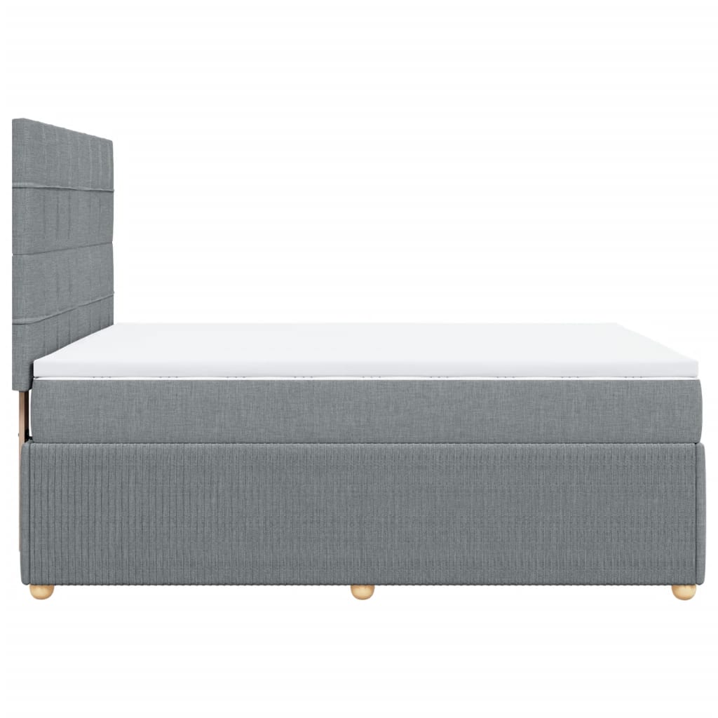 Boxspring met matras stof lichtgrijs 140x190 cm