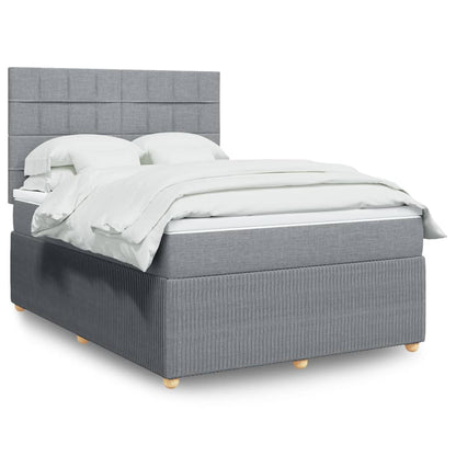 Boxspring met matras stof lichtgrijs 140x190 cm