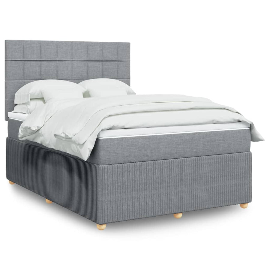 Boxspring met matras stof lichtgrijs 140x190 cm