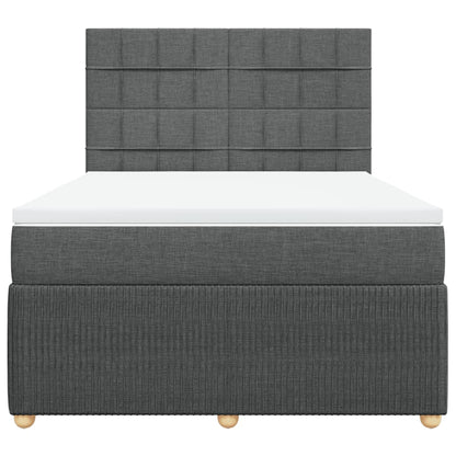 Boxspring met matras stof donkergrijs 140x190 cm