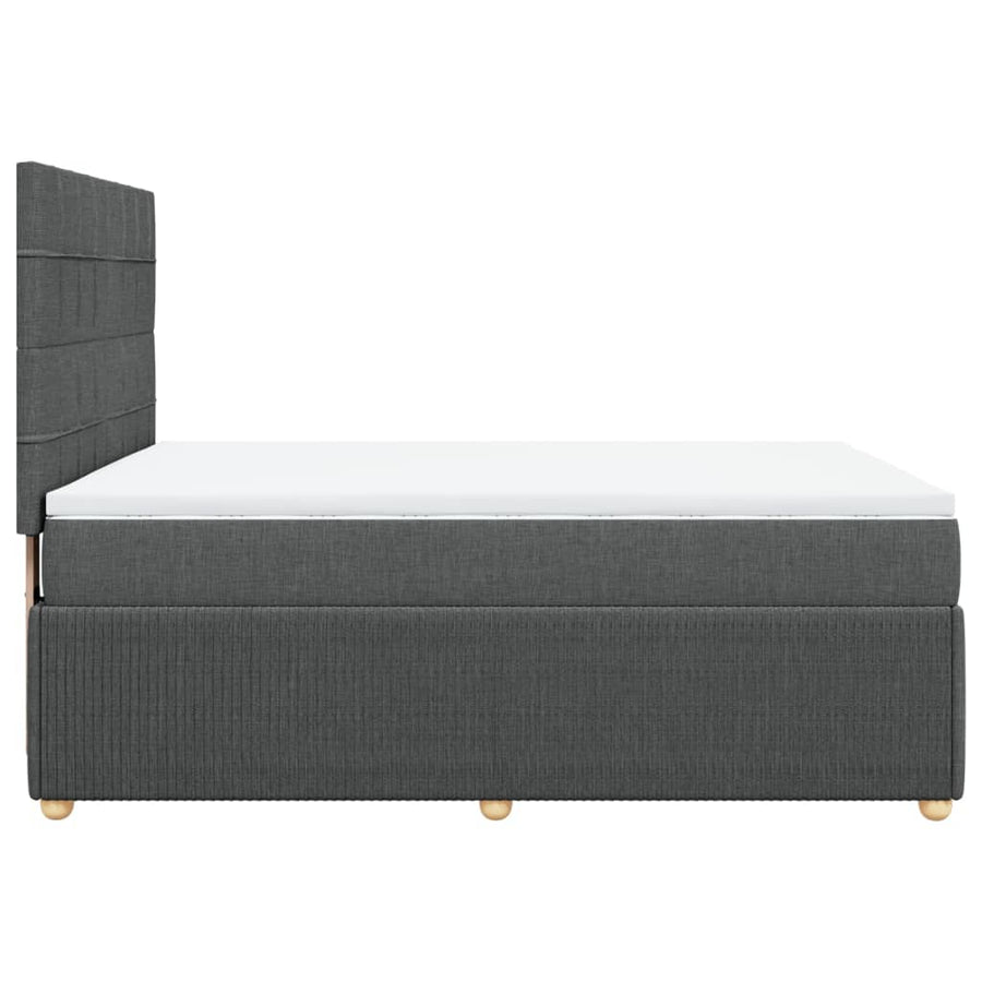 Boxspring met matras stof donkergrijs 140x190 cm