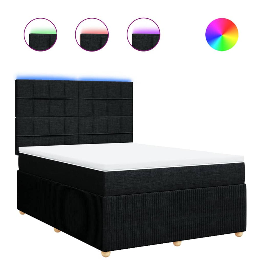 Boxspring met matras stof zwart 140x190 cm