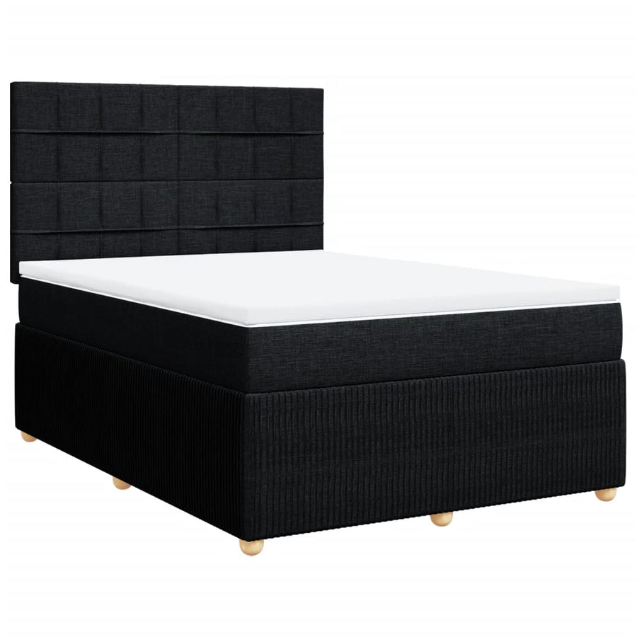 Boxspring met matras stof zwart 140x190 cm