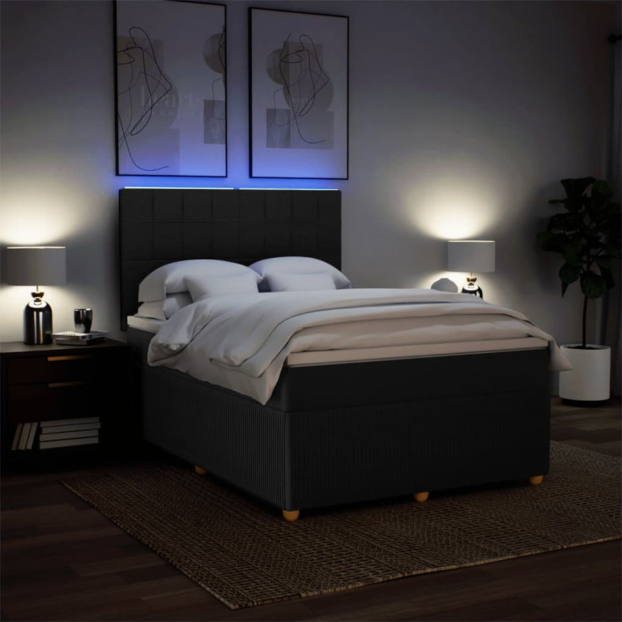 Boxspring met matras stof zwart 140x190 cm