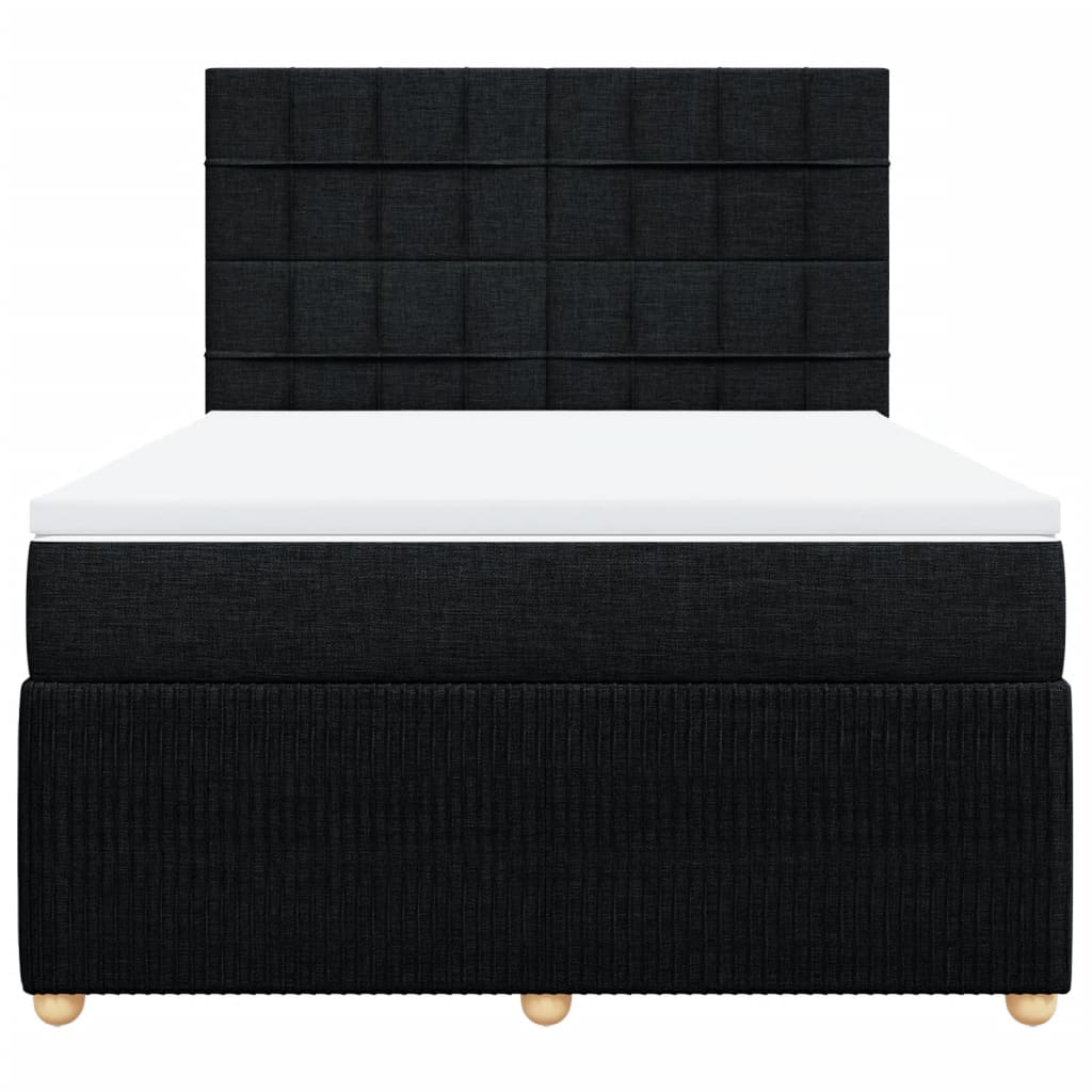 Boxspring met matras stof zwart 140x190 cm