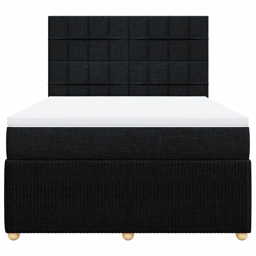 Boxspring met matras stof zwart 140x190 cm