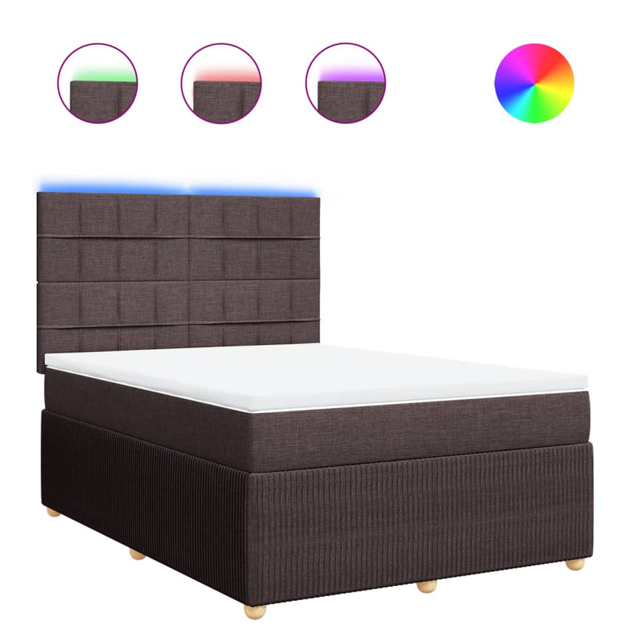 Boxspring met matras stof donkerbruin 140x190 cm