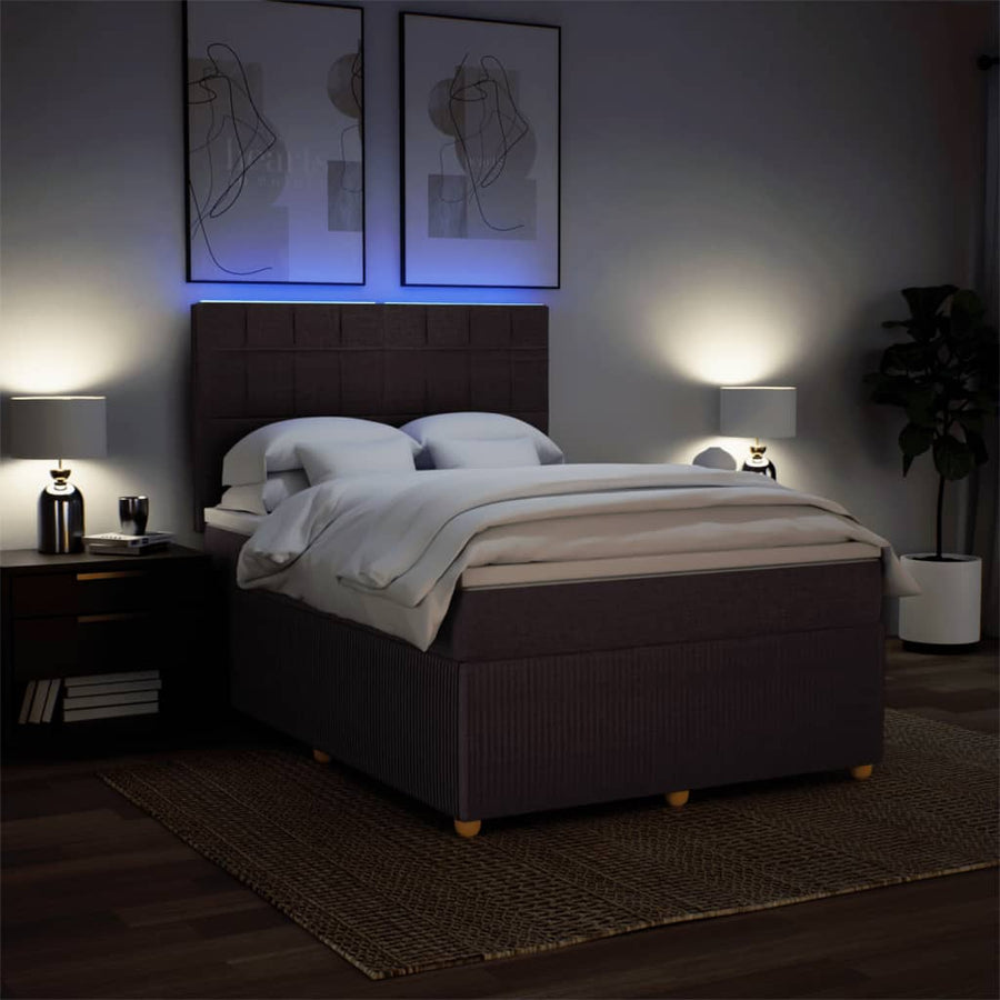 Boxspring met matras stof donkerbruin 140x190 cm