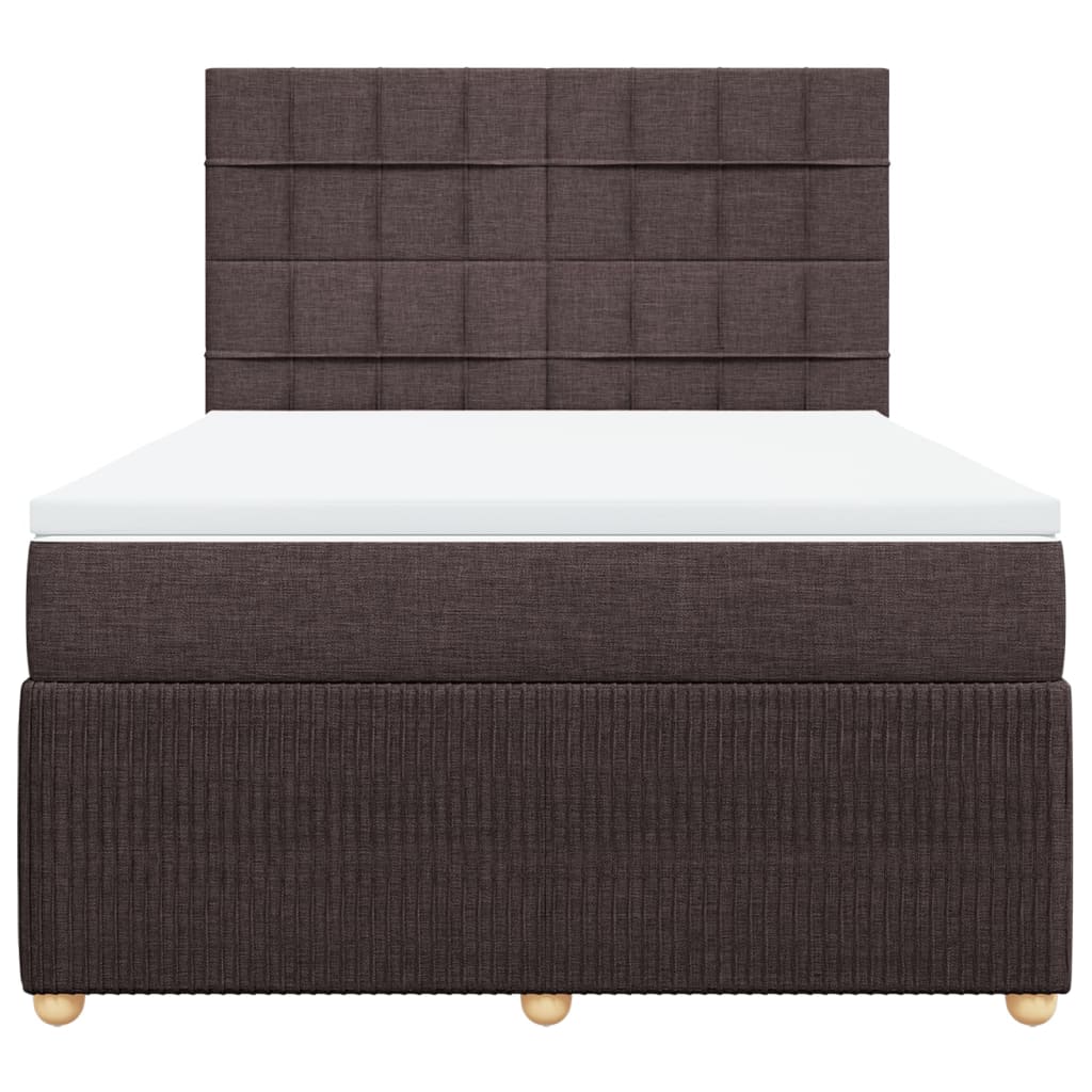 Boxspring met matras stof donkerbruin 140x190 cm