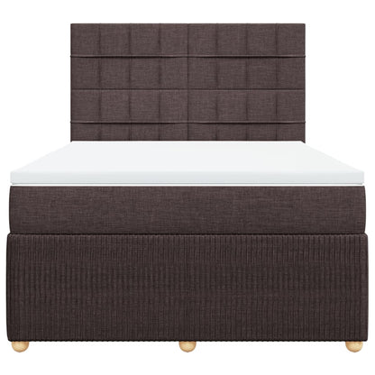 Boxspring met matras stof donkerbruin 140x190 cm