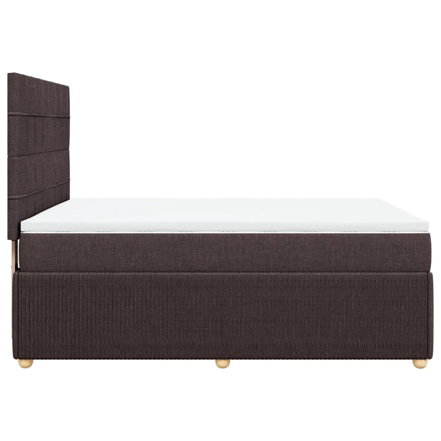 Boxspring met matras stof donkerbruin 140x190 cm
