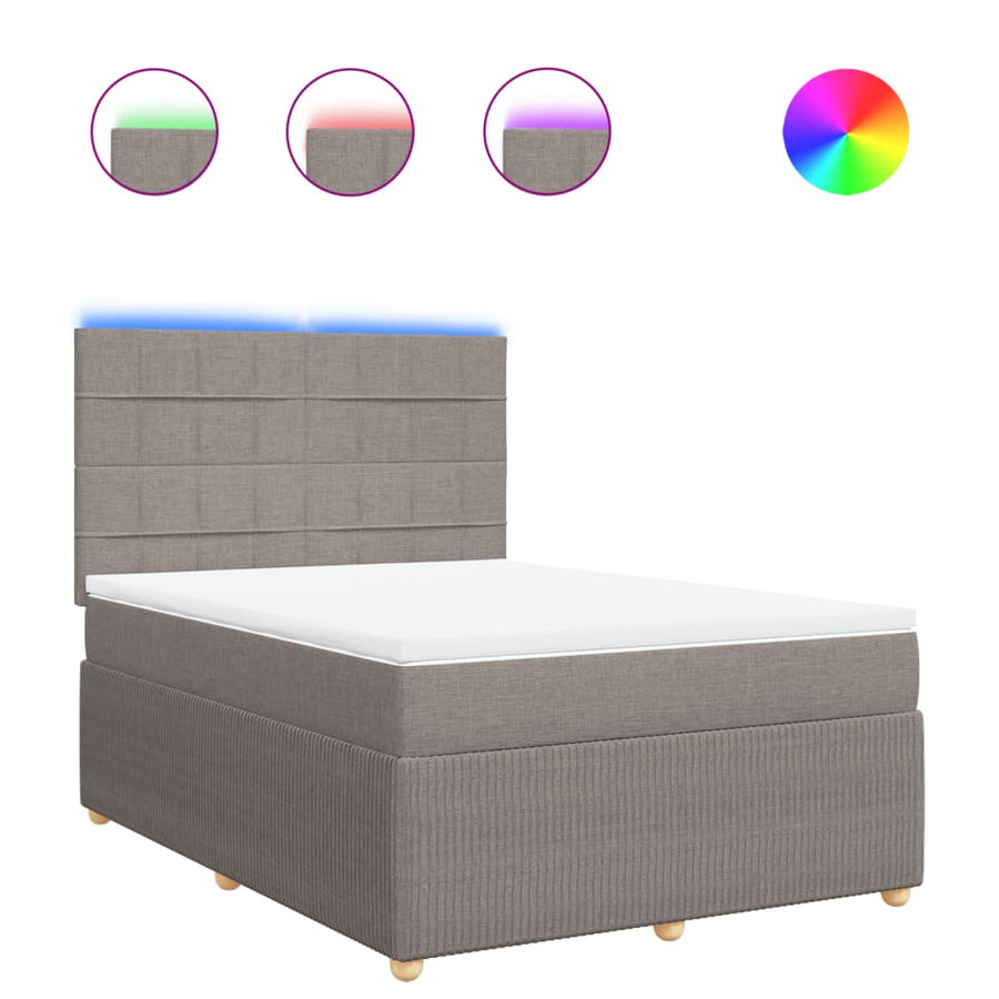 Boxspring met matras stof taupe 140x190 cm