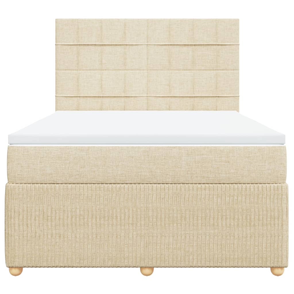 Boxspring met matras stof crèmekleurig 140x190 cm