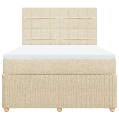 Boxspring met matras stof crèmekleurig 140x190 cm