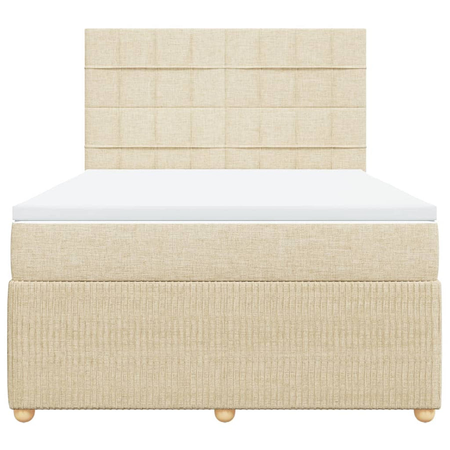 Boxspring met matras stof crèmekleurig 140x190 cm