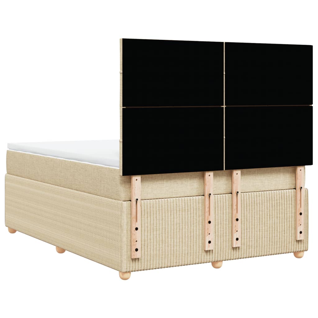 Boxspring met matras stof crèmekleurig 140x190 cm