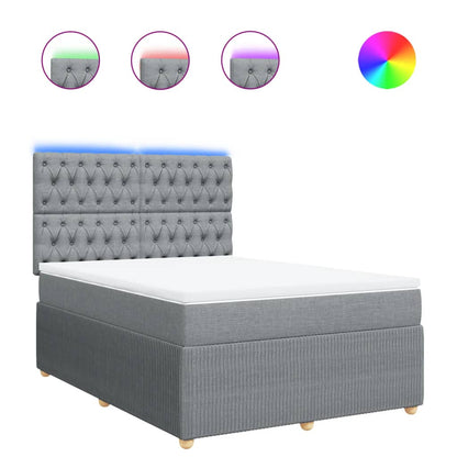 Boxspring met matras stof lichtgrijs 140x190 cm