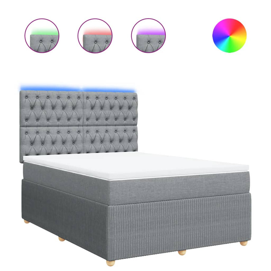 Boxspring met matras stof lichtgrijs 140x190 cm