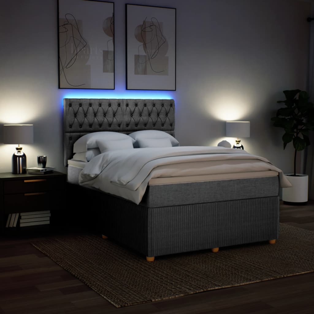 Boxspring met matras stof lichtgrijs 140x190 cm