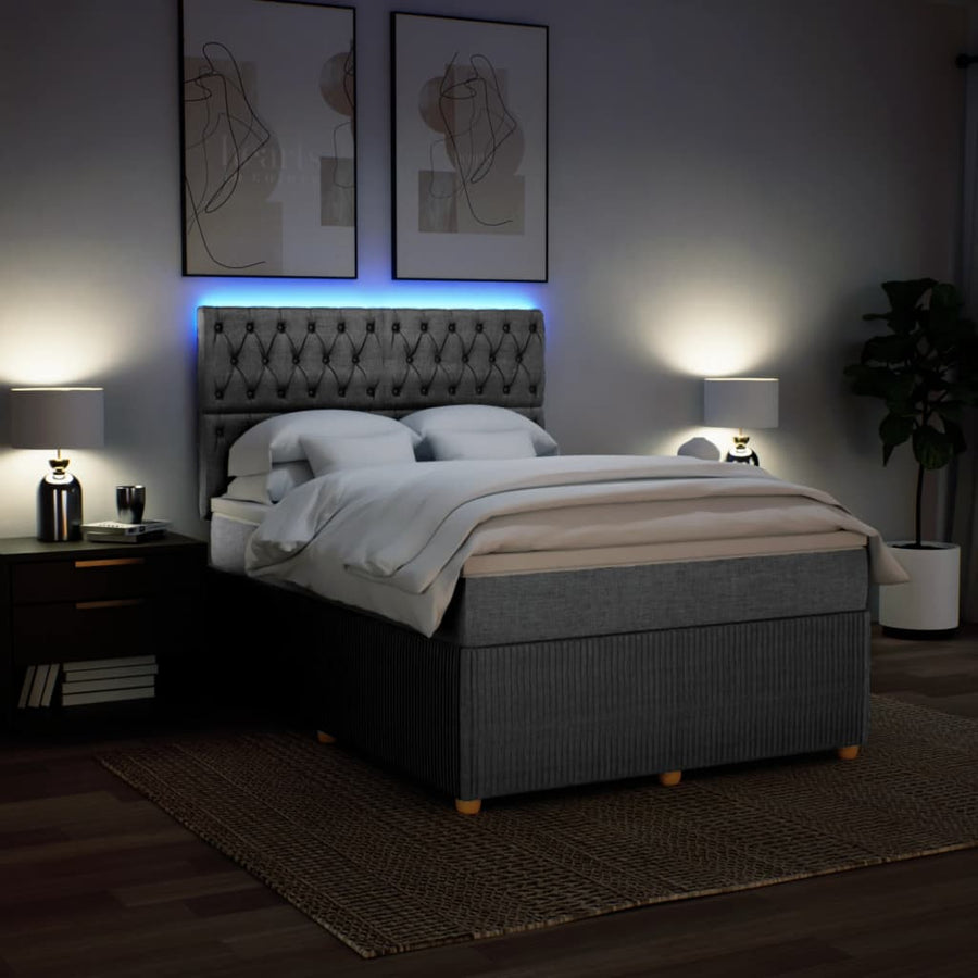 Boxspring met matras stof lichtgrijs 140x190 cm