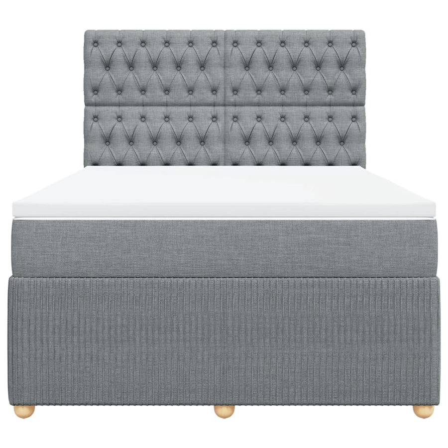 Boxspring met matras stof lichtgrijs 140x190 cm