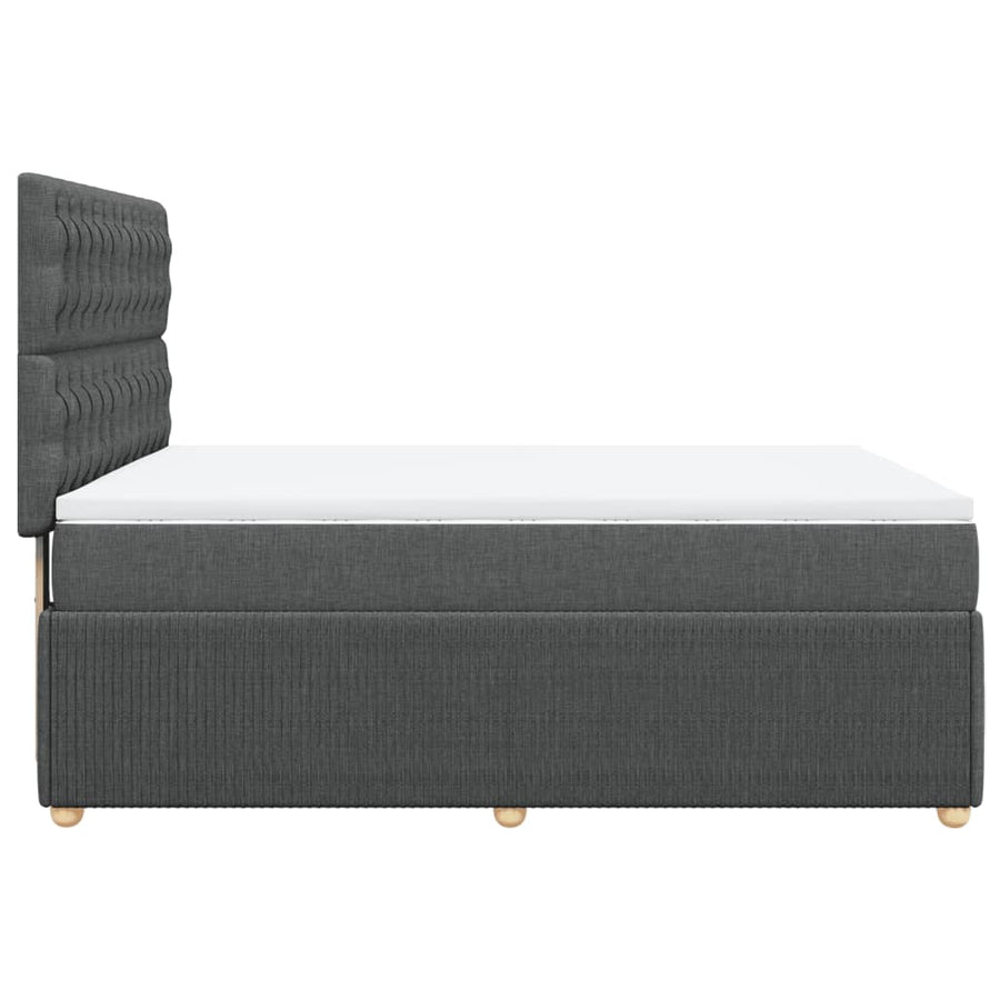 Boxspring met matras stof donkergrijs 140x190 cm