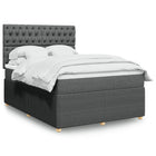 Box spring with mattress fabric dark grey 140x190 cm