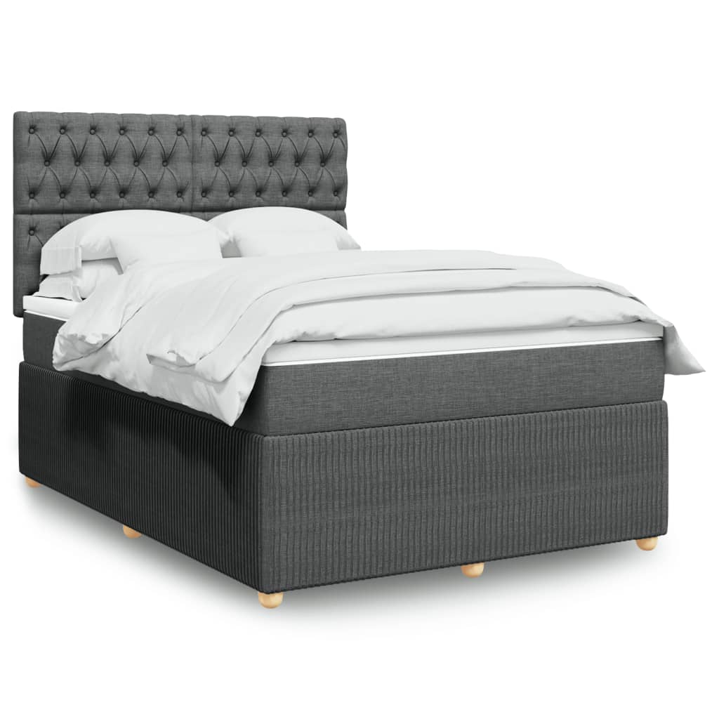 Boxspring met matras stof donkergrijs 140x190 cm