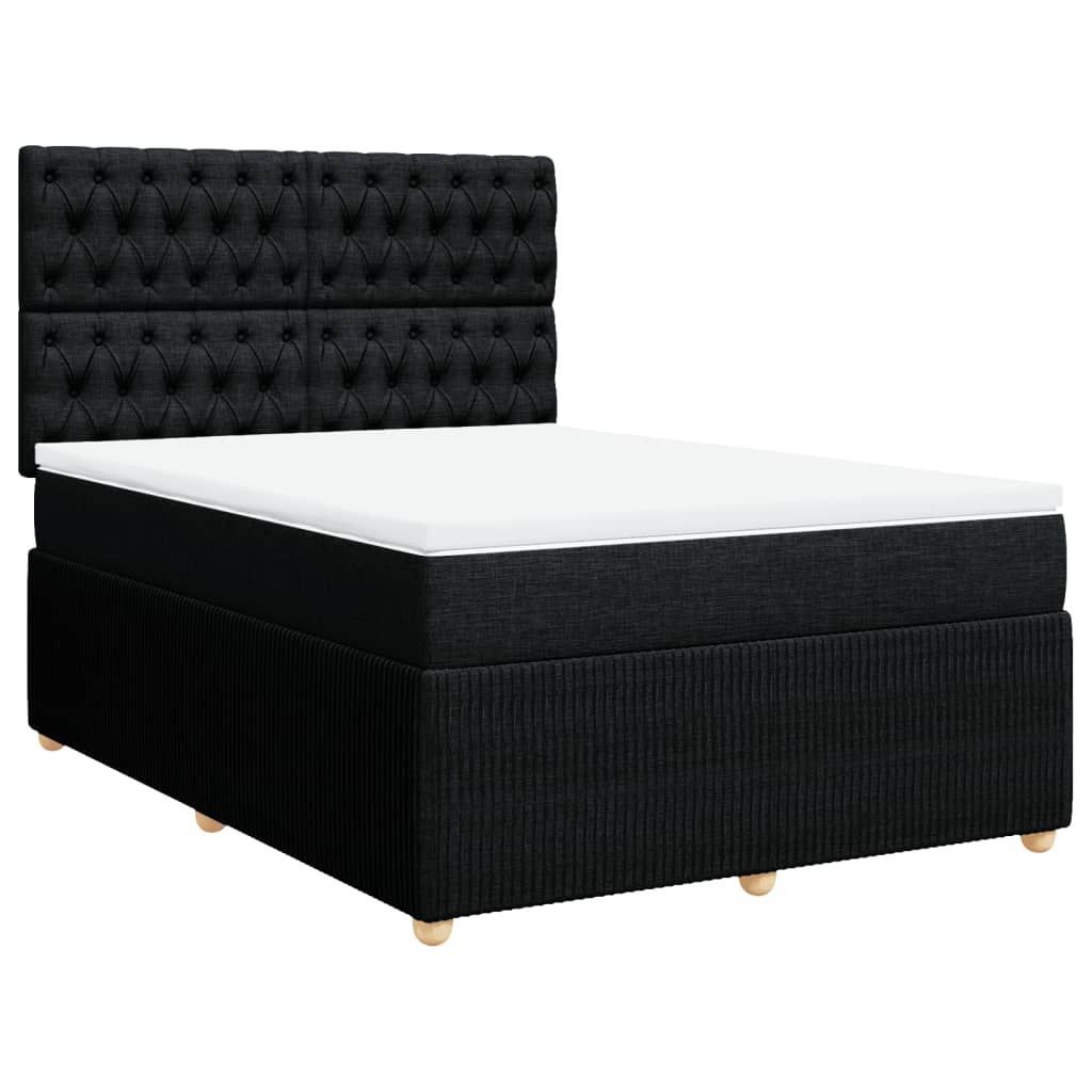Boxspring met matras stof zwart 140x190 cm