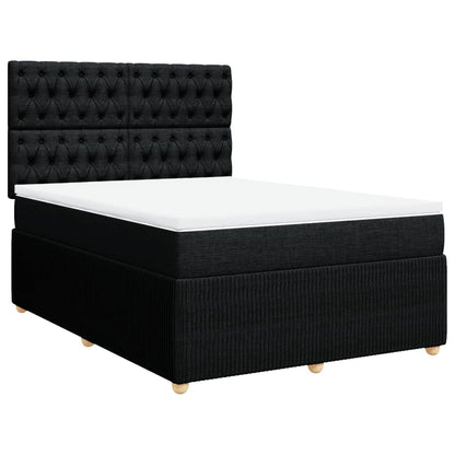 Boxspring met matras stof zwart 140x190 cm