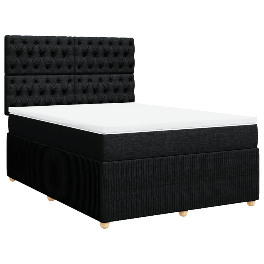 Boxspring met matras stof zwart 140x190 cm