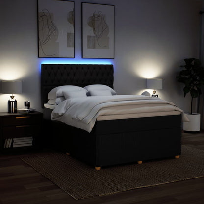 Boxspring met matras stof zwart 140x190 cm